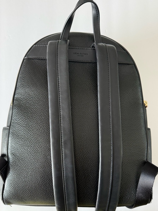 Michael Kors Black Pebbled Leather Backpack with Gold Logo